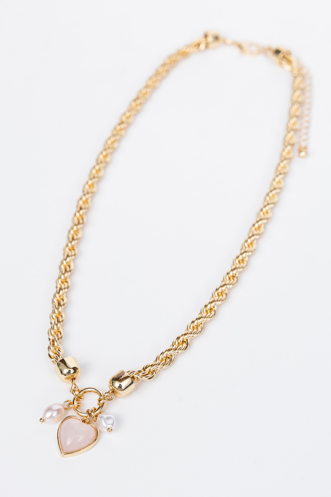 Rachel Pink Heart Charm Necklace