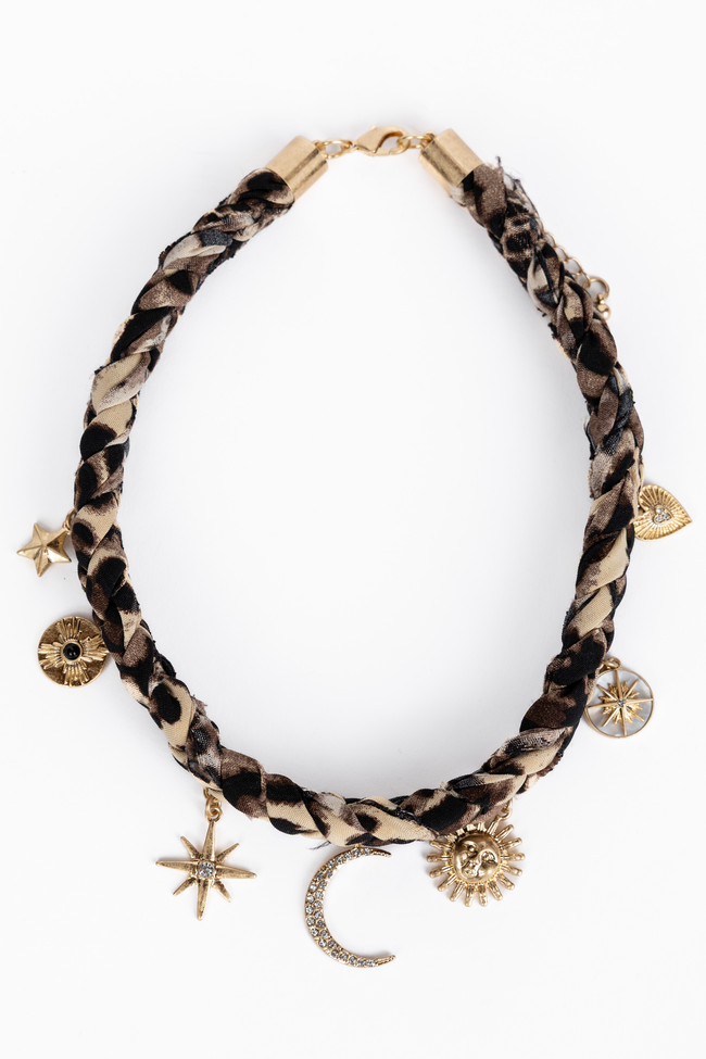 Ramona Leopard Scarf Charm Necklace
