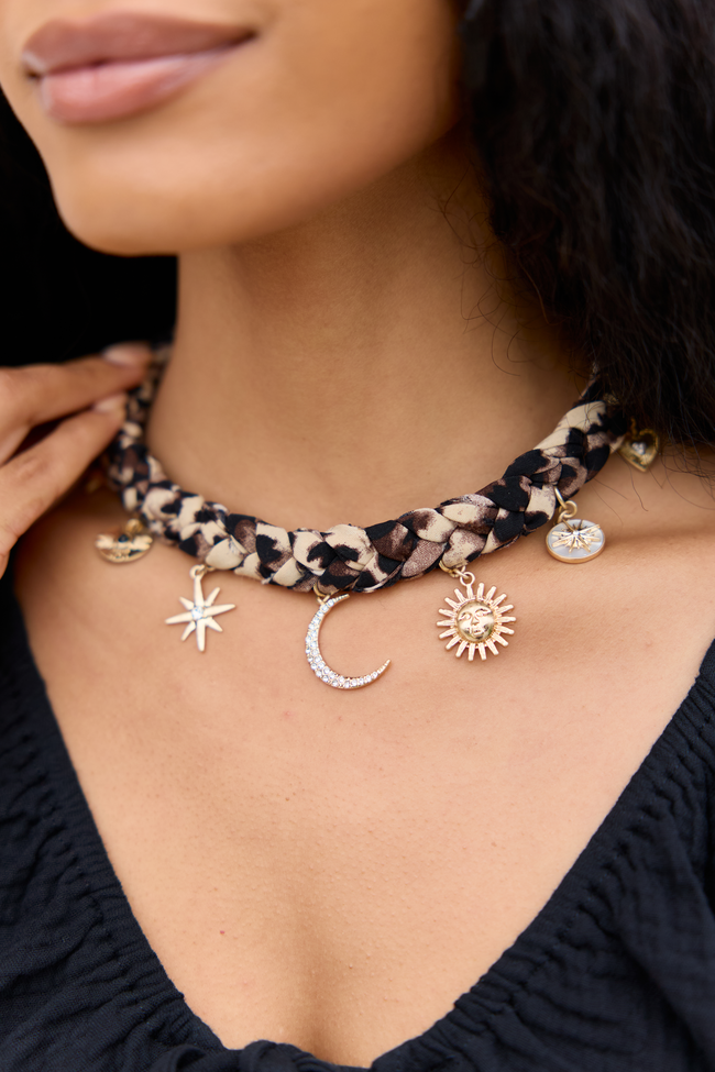 Ramona Leopard Scarf Charm Necklace