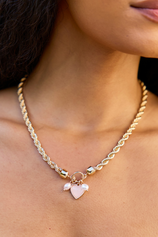 Rachel Pink Heart Charm Necklace