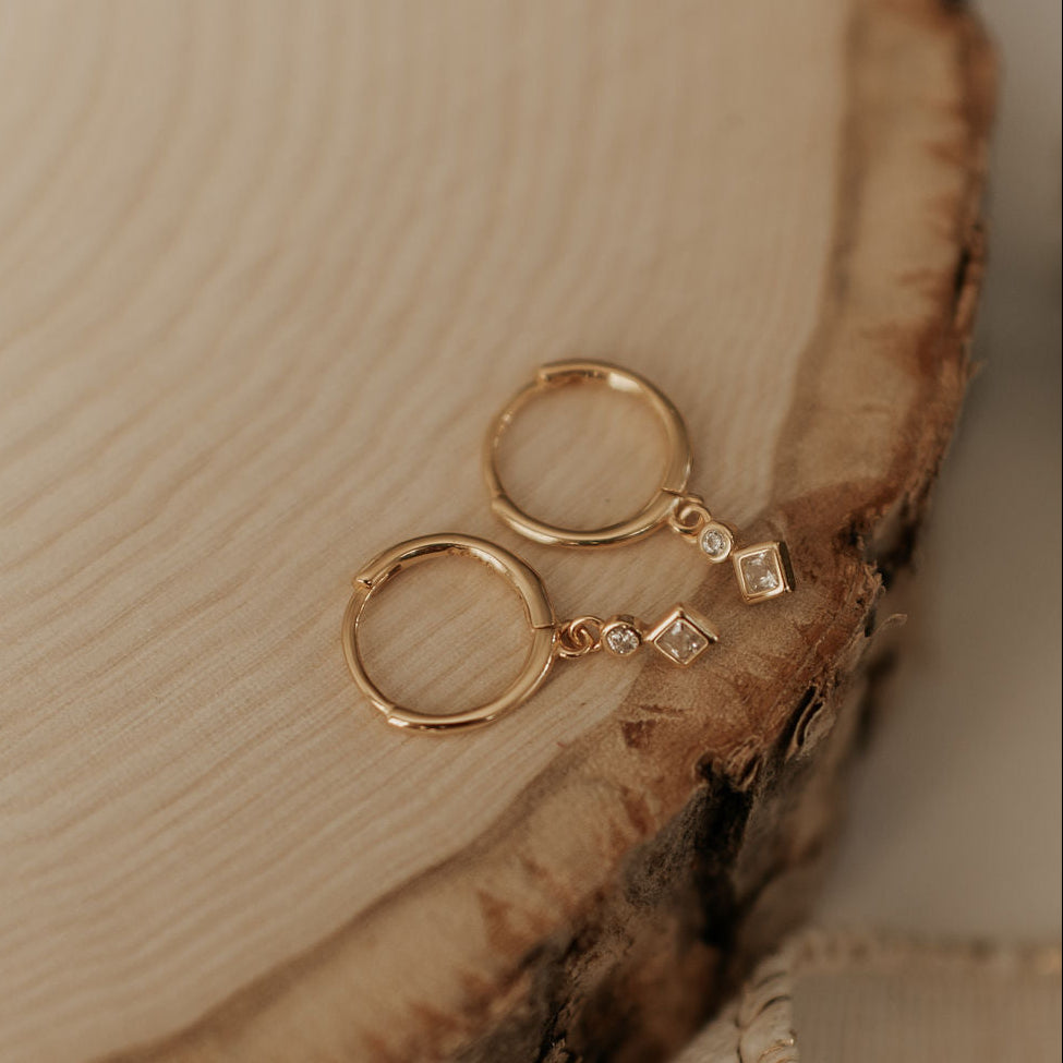 Willow Diamond Dangle Hoop Earrings